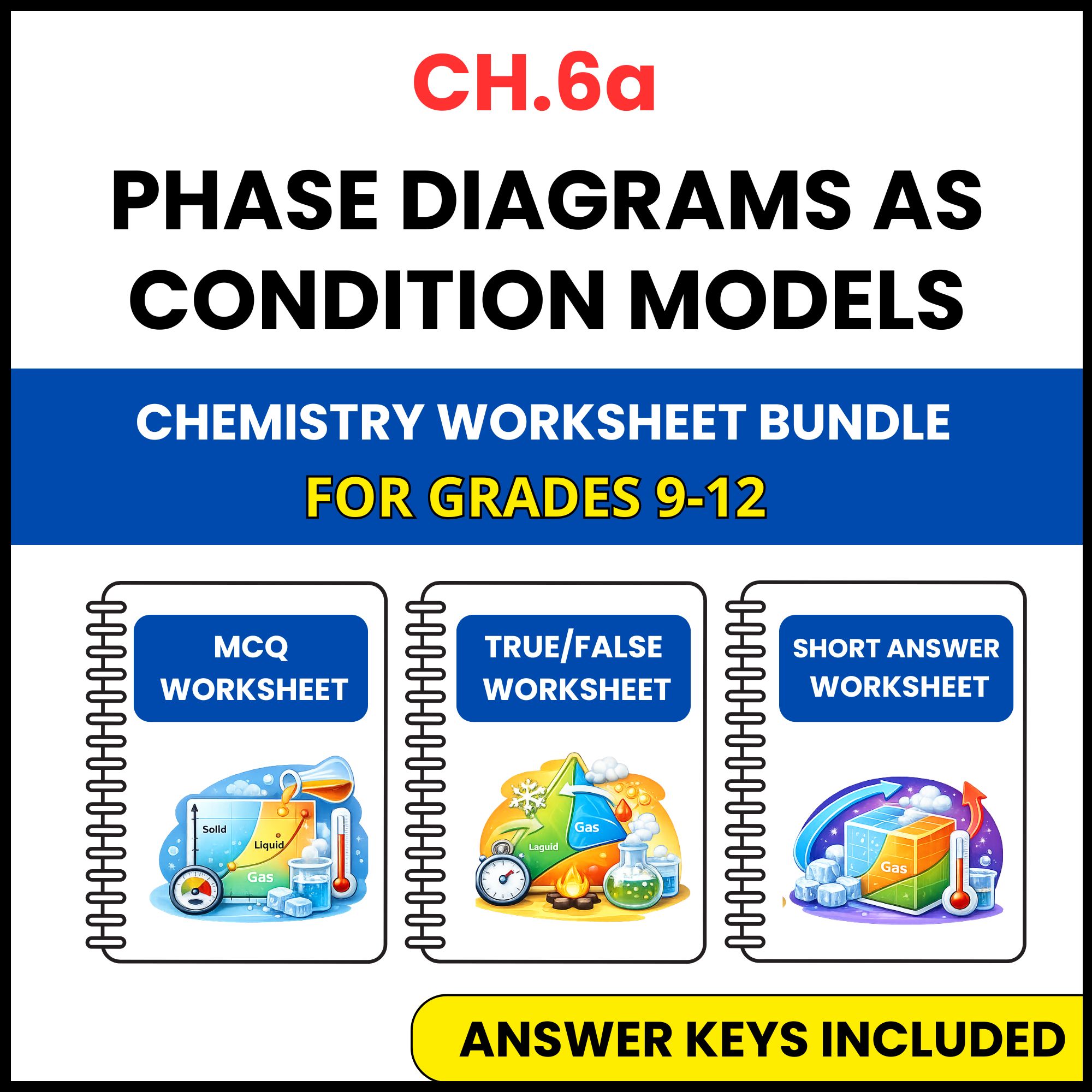 VA SOL Chemistry | Phase Diagrams as Condition | 3 Worksheets | Grade 9-12