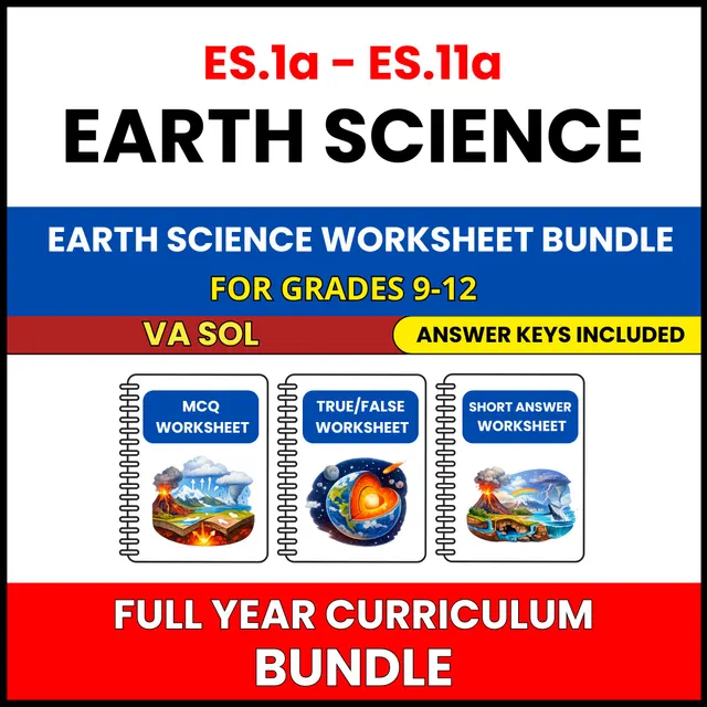 VA SOL Earth Science | Full Year Curriculum | 540 Worksheets BUNDLE | Grade 9-12