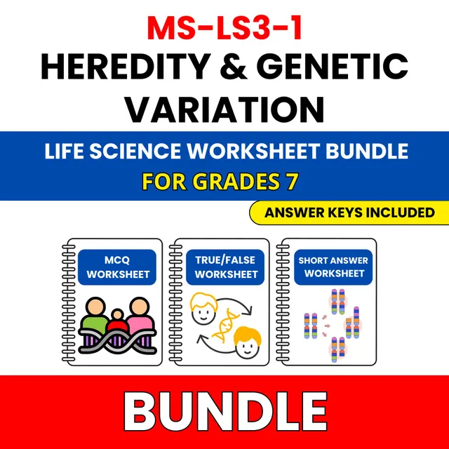 MS NGSS Life Science | Heredity and Genetic | 45 Worksheets BUNDLE | Grade 7