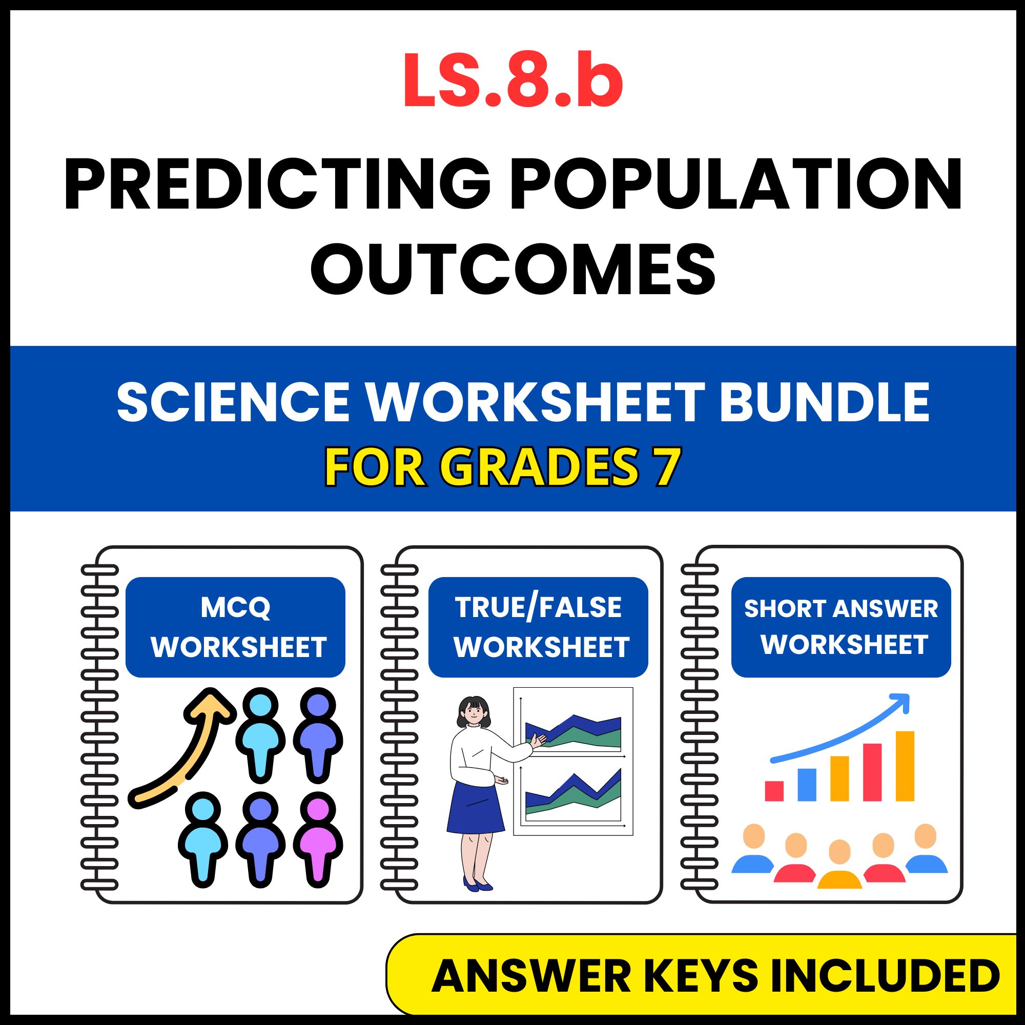 VA SOL Life Science | Predicting Population Outcomes | 3 Worksheets | Grade 7