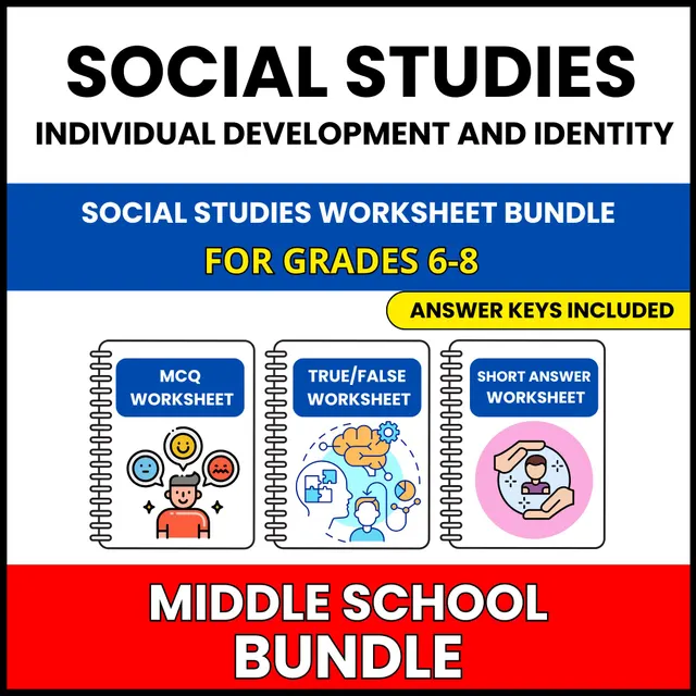 MS Social Studies | Personal and Civic | 54 Worksheets BUNDLE | Grade 6-8
