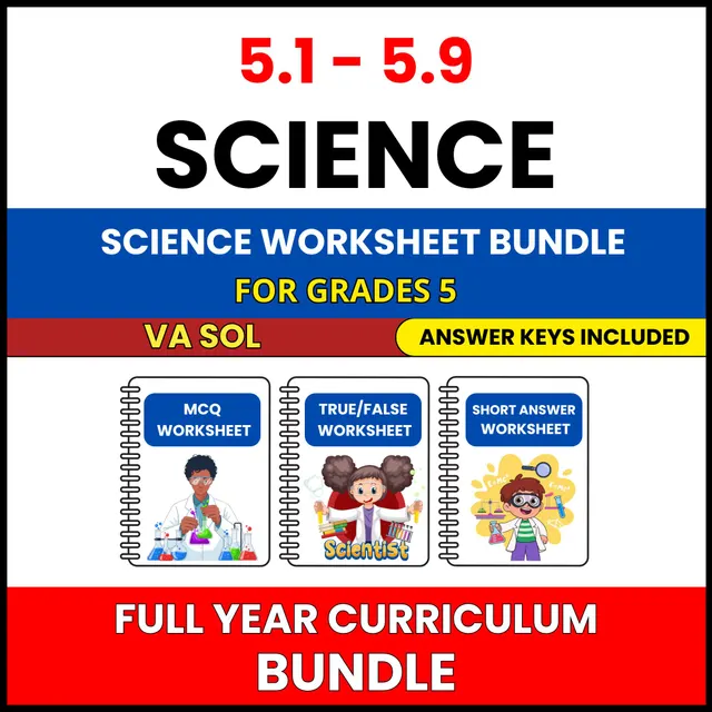 VA SOL Science | Full Year Curriculum | 405 Worksheets BUNDLE | Grade 5