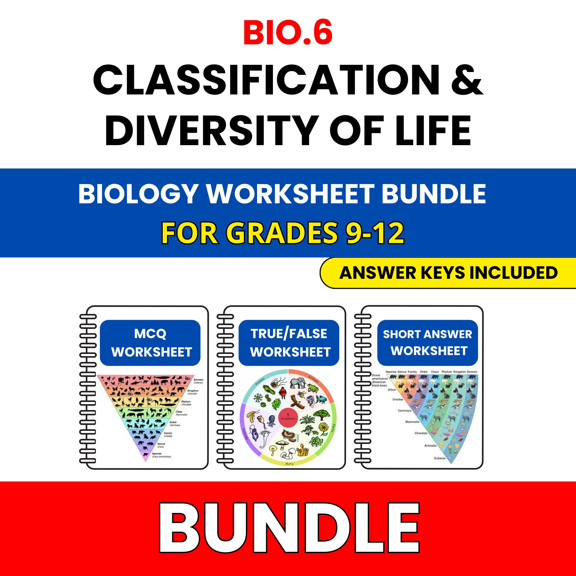 VA SOL Biology | Classification | 45 Worksheets BUNDLE | Grade 9-12