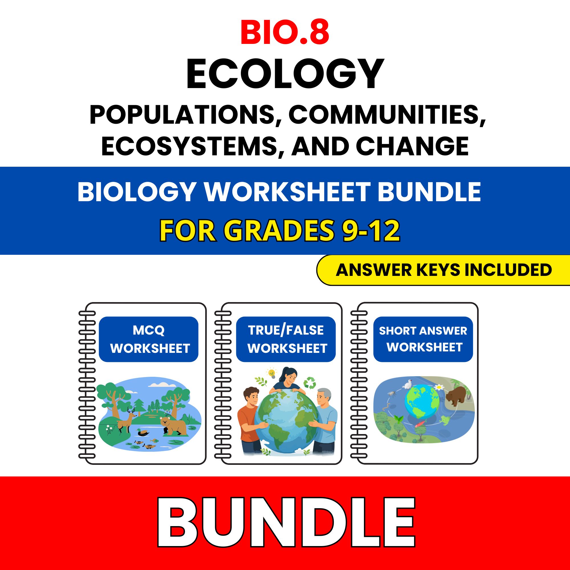 VA SOL Biology | Ecology Populations | 45 Worksheets BUNDLE | Grade 9-12