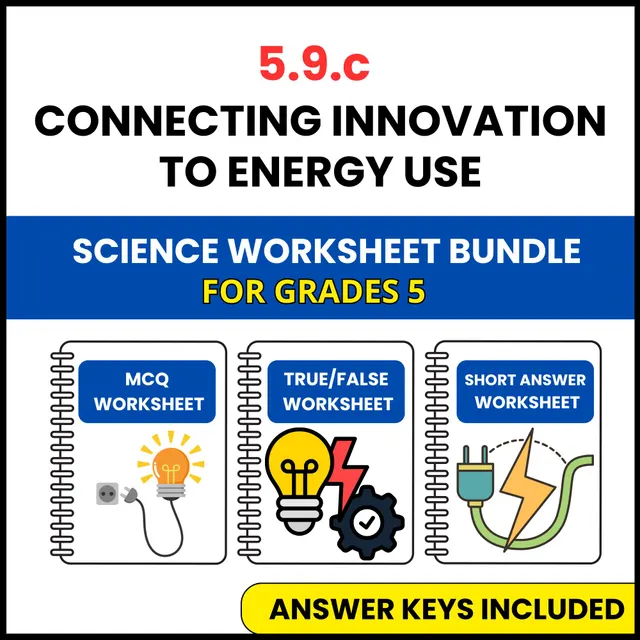 VA SOL Science | Connecting Innovation to Energy Use | 3 Worksheets | Grade 5