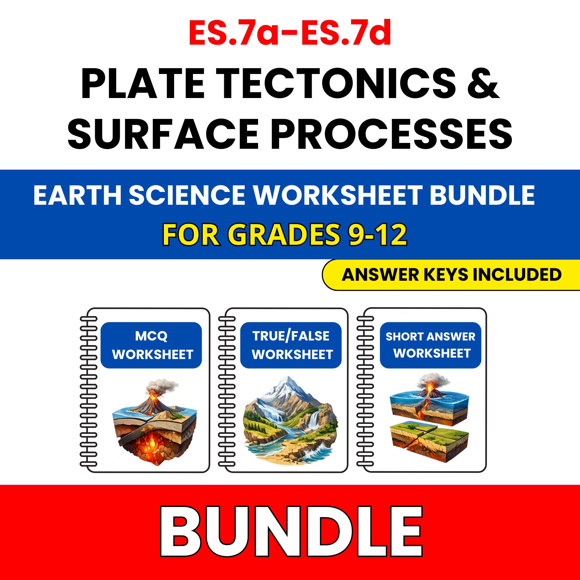 VA SOL Earth Science | Plate Tectonics | 45 Worksheets BUNDLE | Grade 9-12
