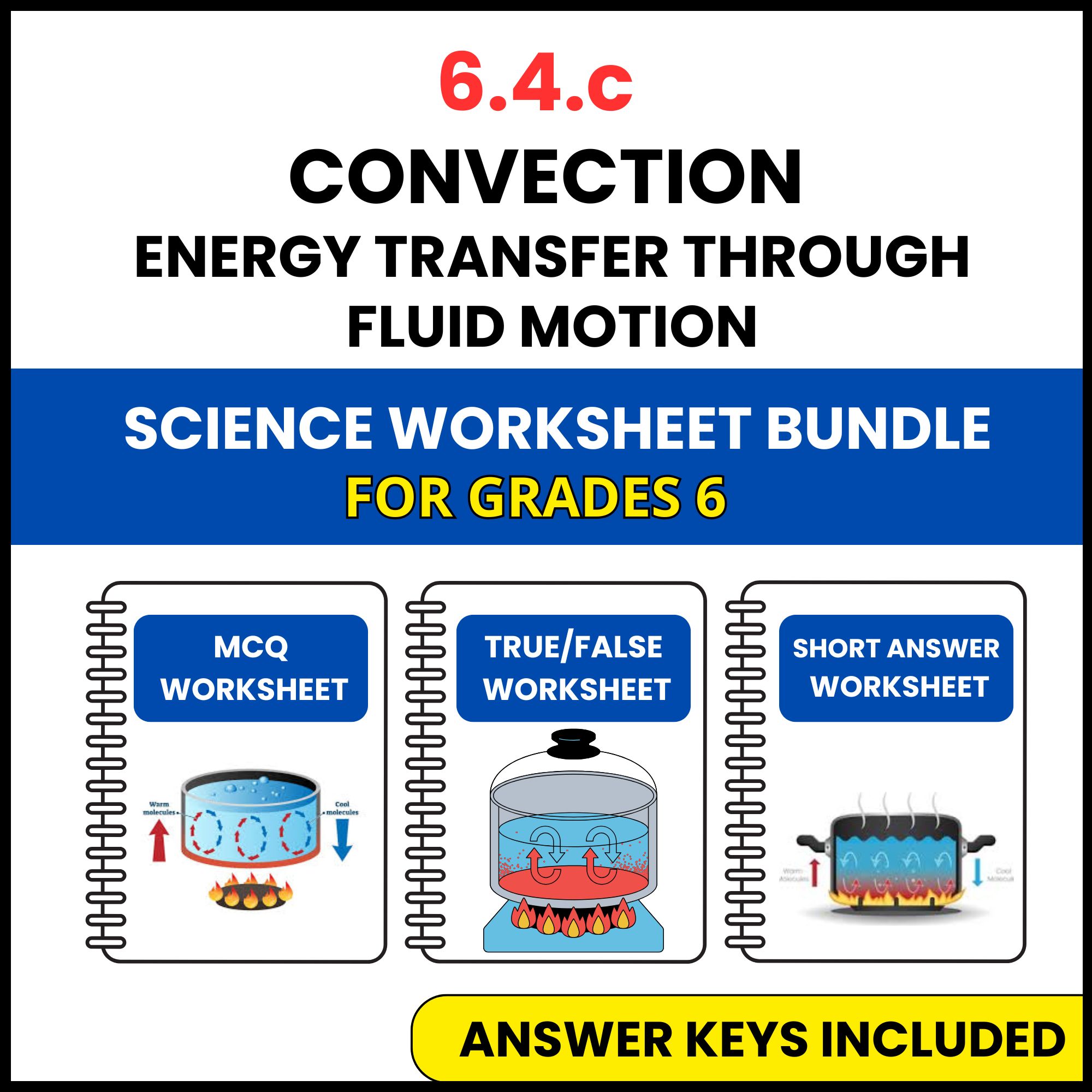 VA SOL Science | Convection Energy Transfer Through | 3 Worksheets | Grade 6