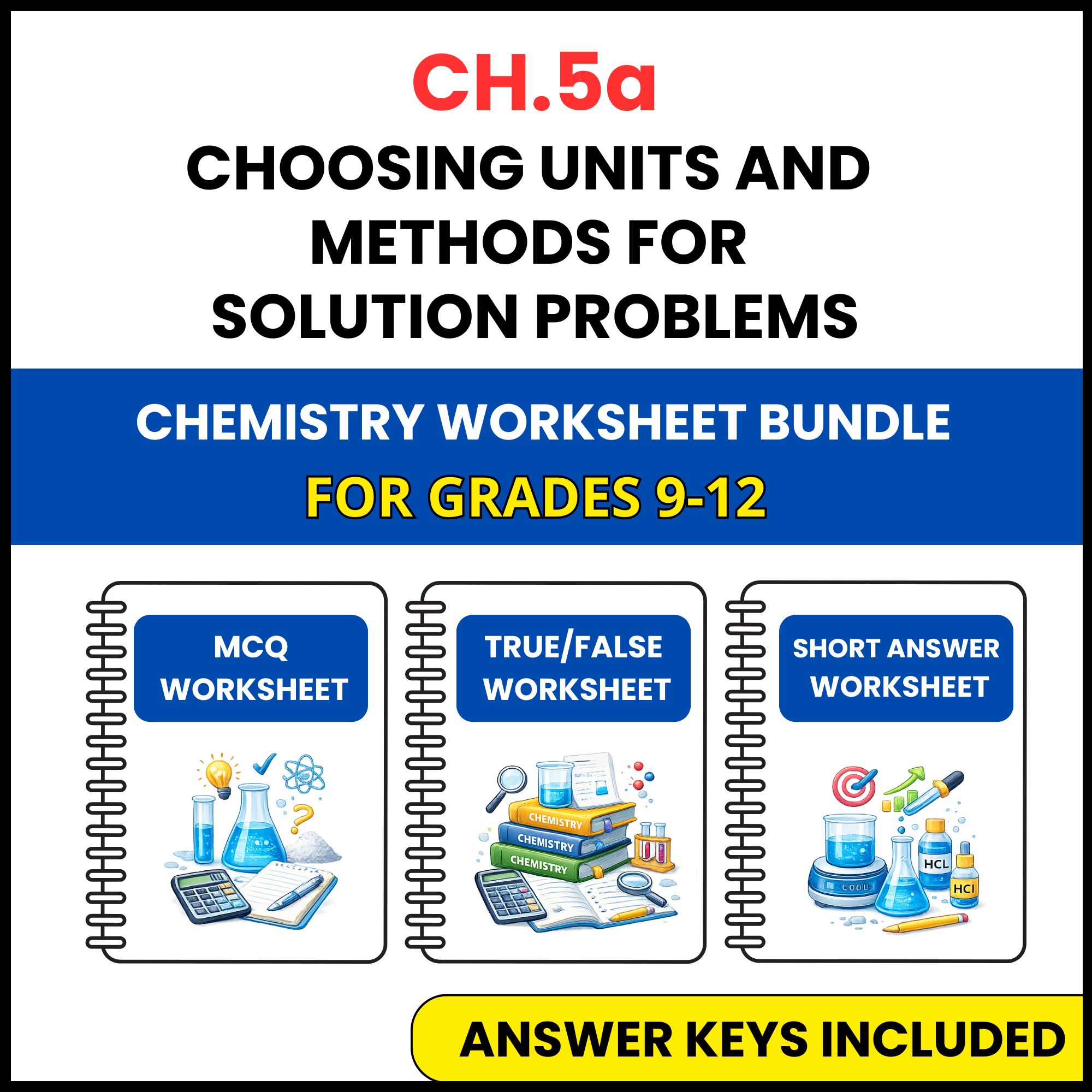 VA SOL Chemistry | Choosing Units and Methods | 3 Worksheets | Grade 9-12