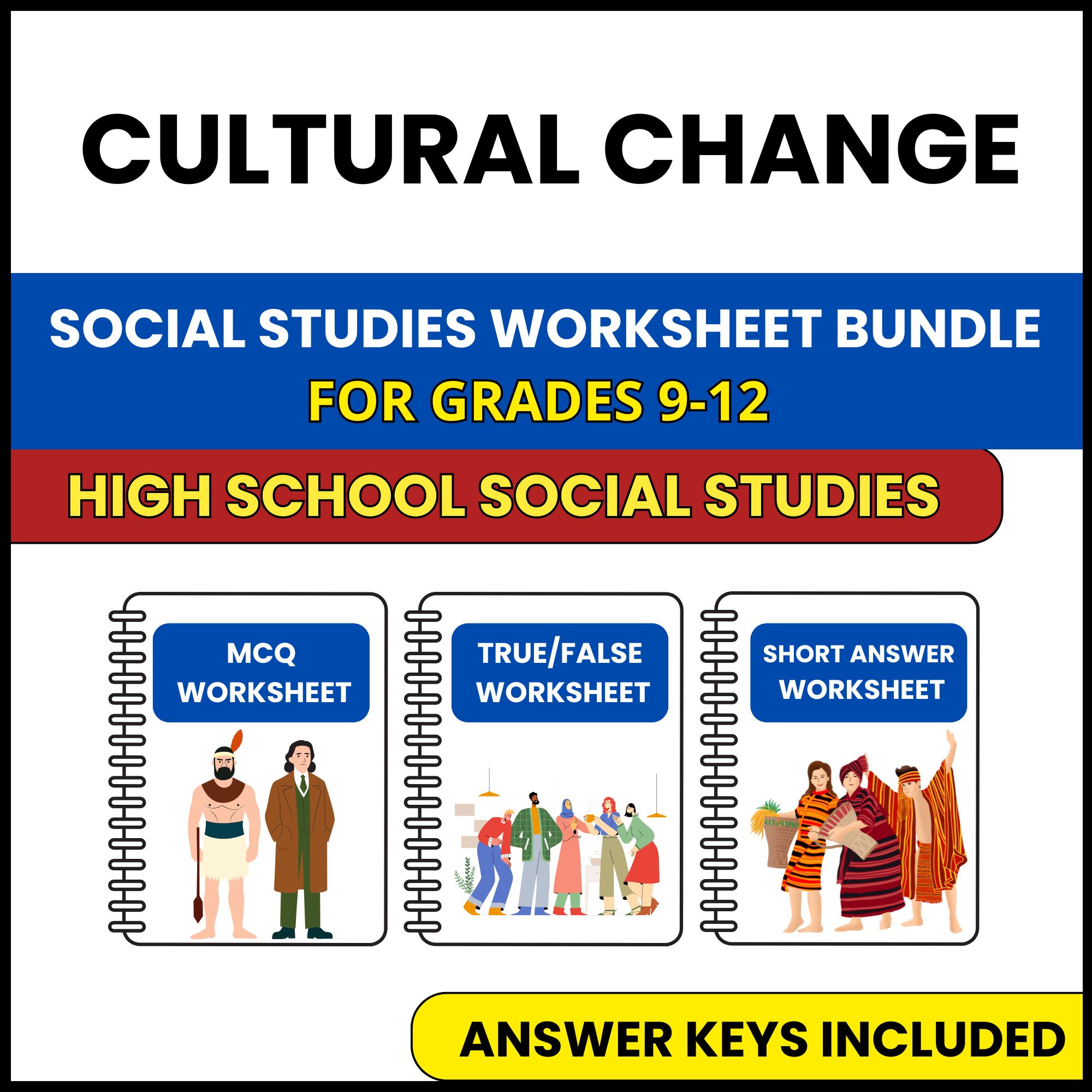 HS Social Studies | Cultural Change | 3 Worksheets | Grade 9-12