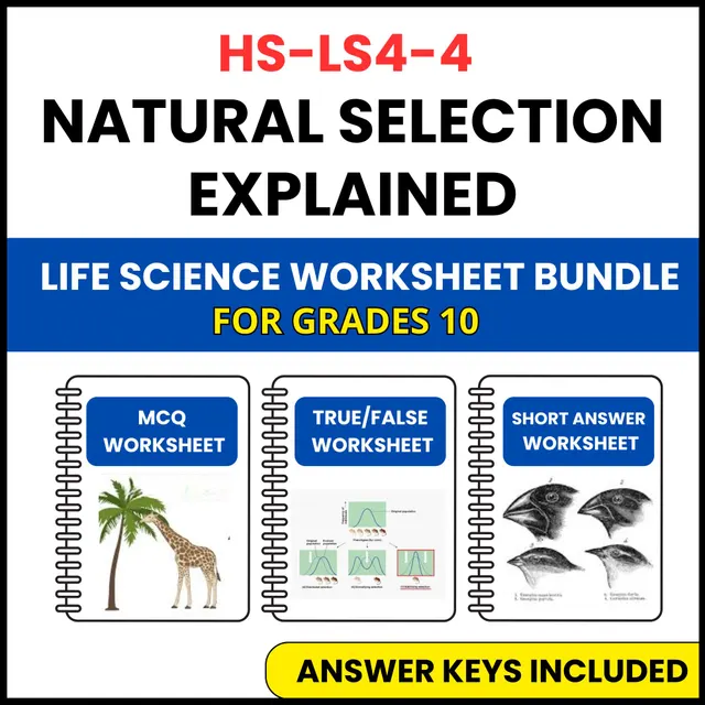 HS NGSS Life Science | Natural Selection Explained | 3 Worksheets | Grade 10