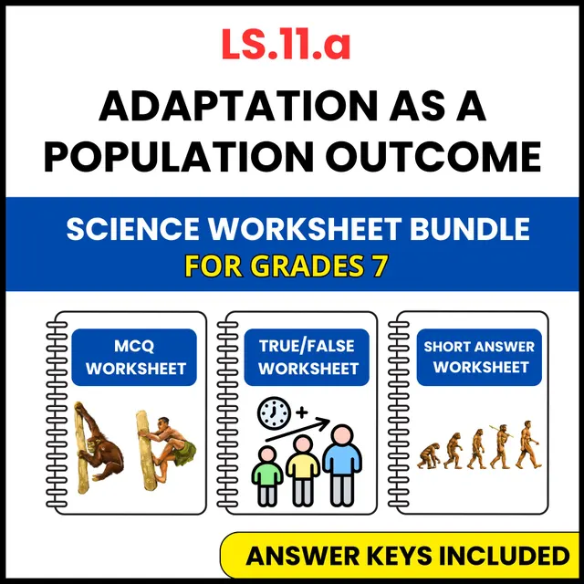 VA SOL Life Science | Adaptation as a Population | 3 Worksheets | Grade 7