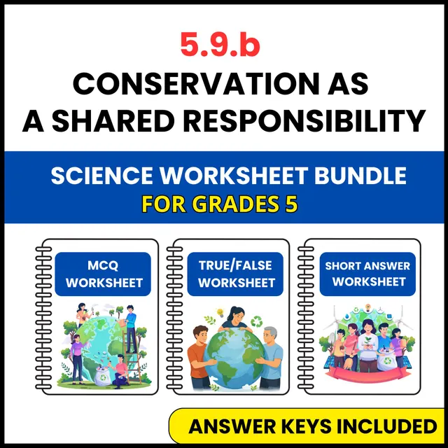 VA SOL Science | Conservation as a Shared | 3 Worksheets | Grade 5