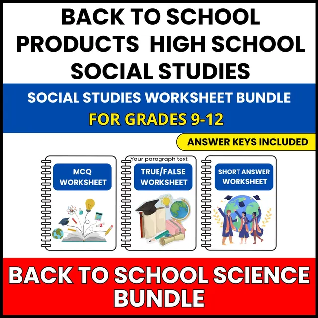 Back to School | Social Studies Mega Bundle | 60 Worksheets BUNDLE | Grade 9-12