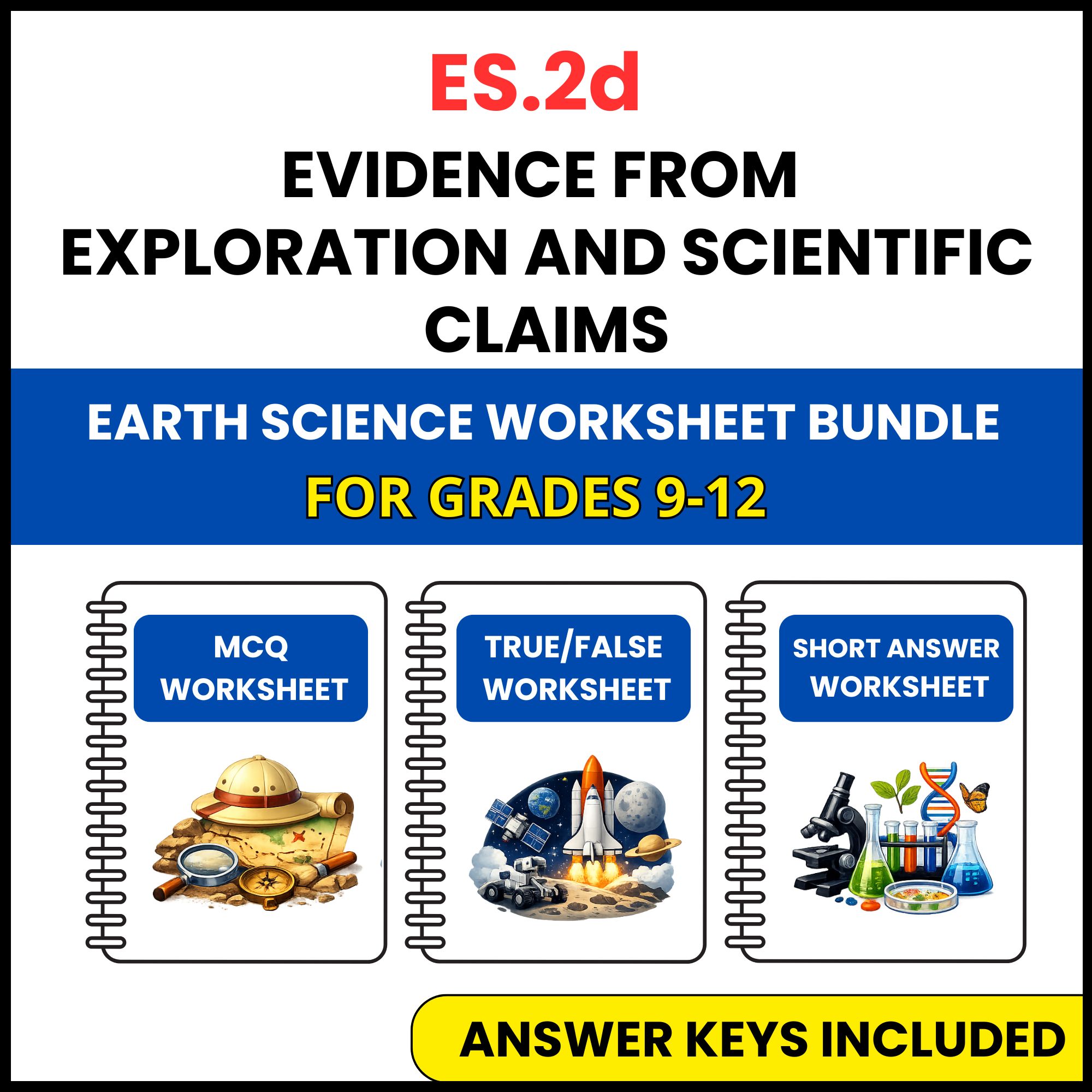 VA SOL Earth Science | Evidence from Exploration | 3 Worksheets | Grade 9-12