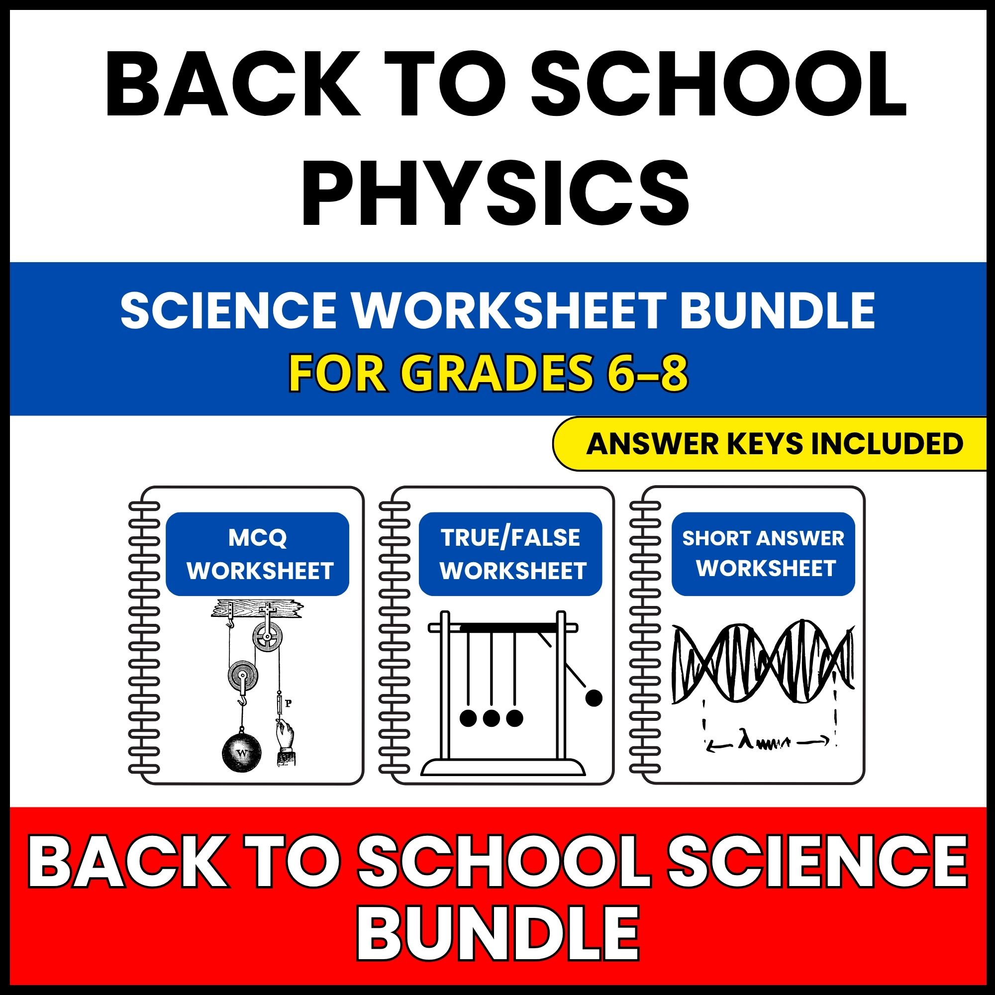 Back to School | Physics Foundations Bundle | 30 Worksheets BUNDLE | Grade 6-8