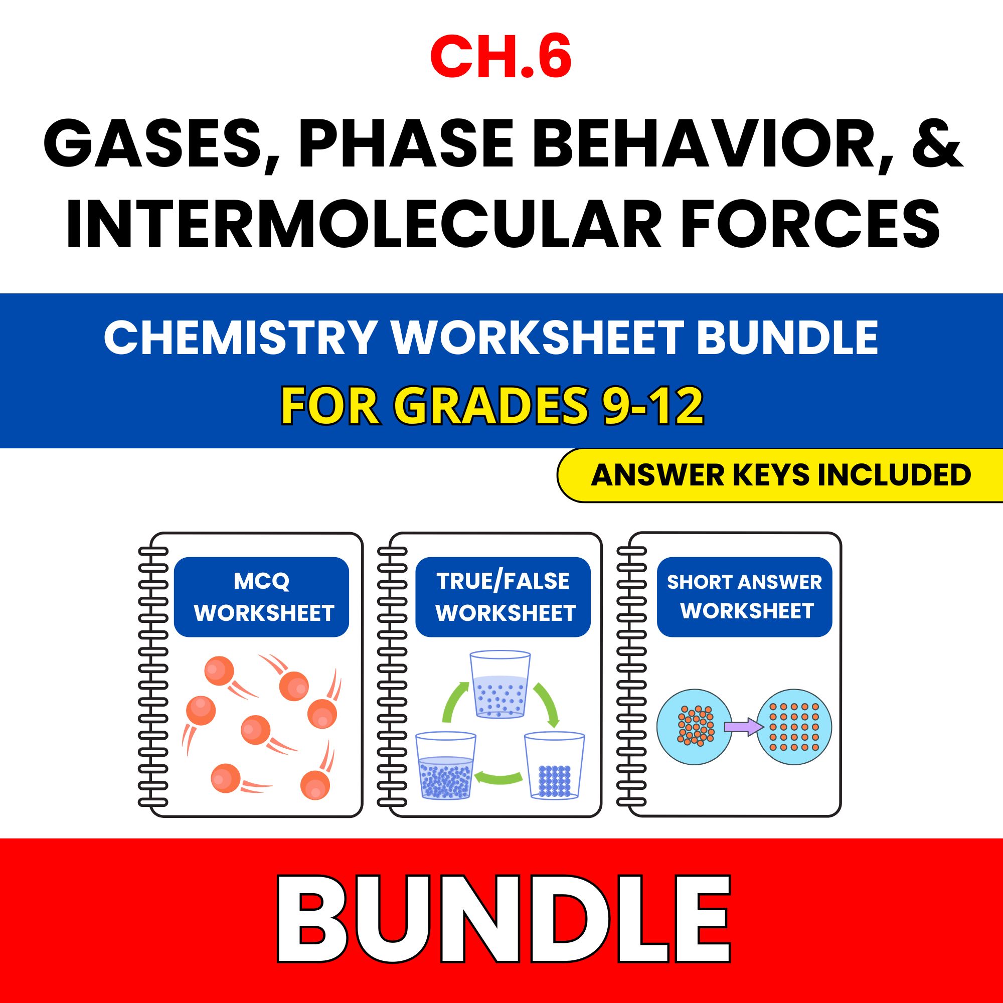 VA SOL Chemistry | Gases, Phase Behavior | 45 Worksheets BUNDLE | Grade 9-12