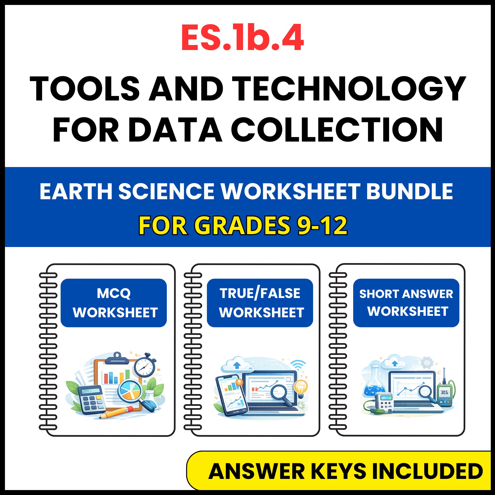 VA SOL Earth Science | Tools and Technology for Data | 3 Worksheets | Grade 9-12