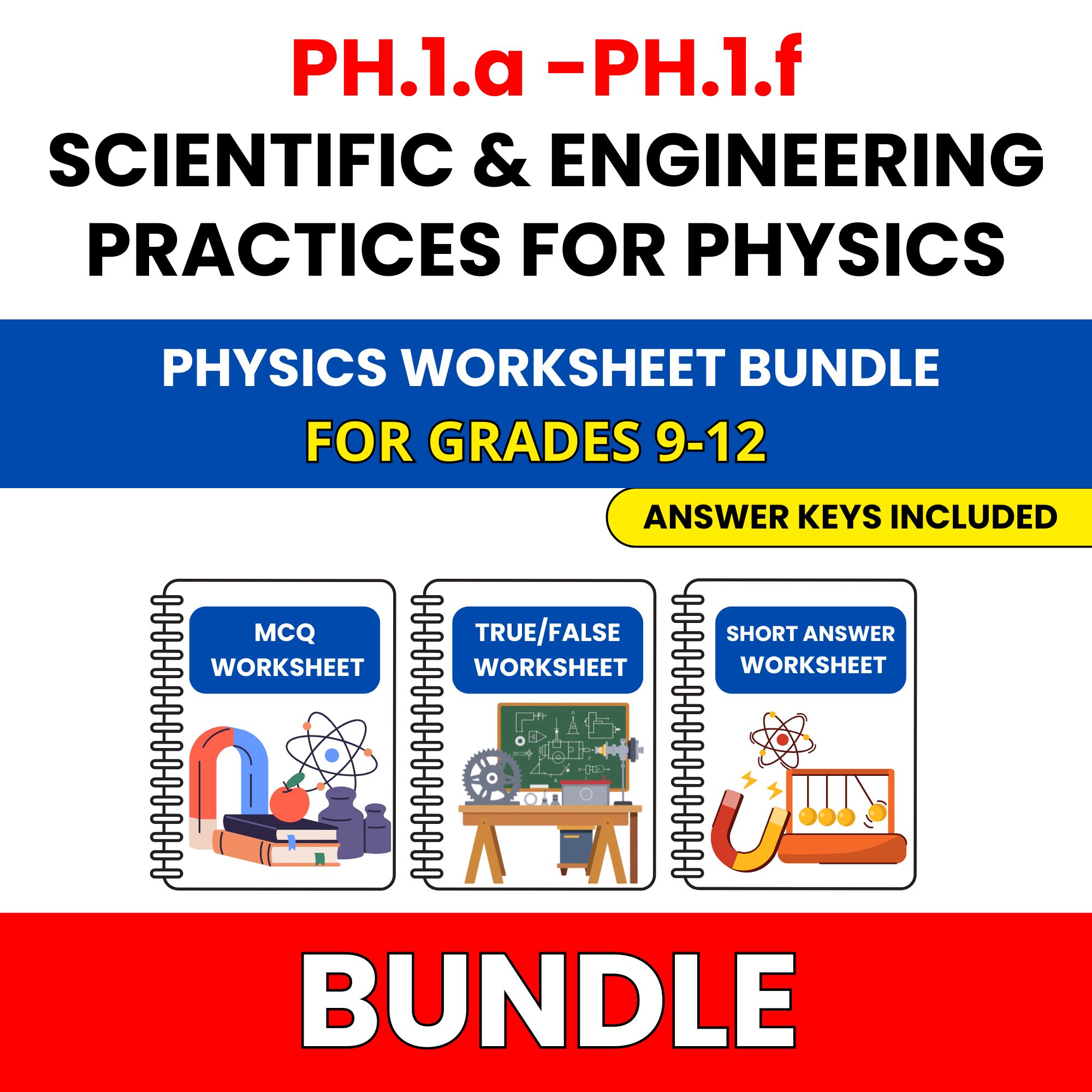 VA SOL Physics | Scientific Practices | 45 Worksheets BUNDLE | Grade 9-12