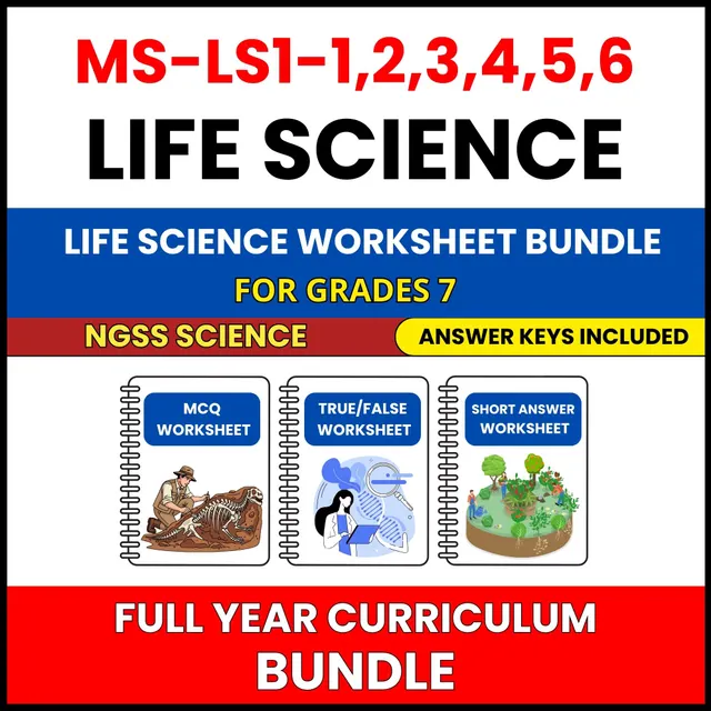 MS NGSS Life Science | Full Year Curriculum | 270 Worksheets BUNDLE | Grade 7