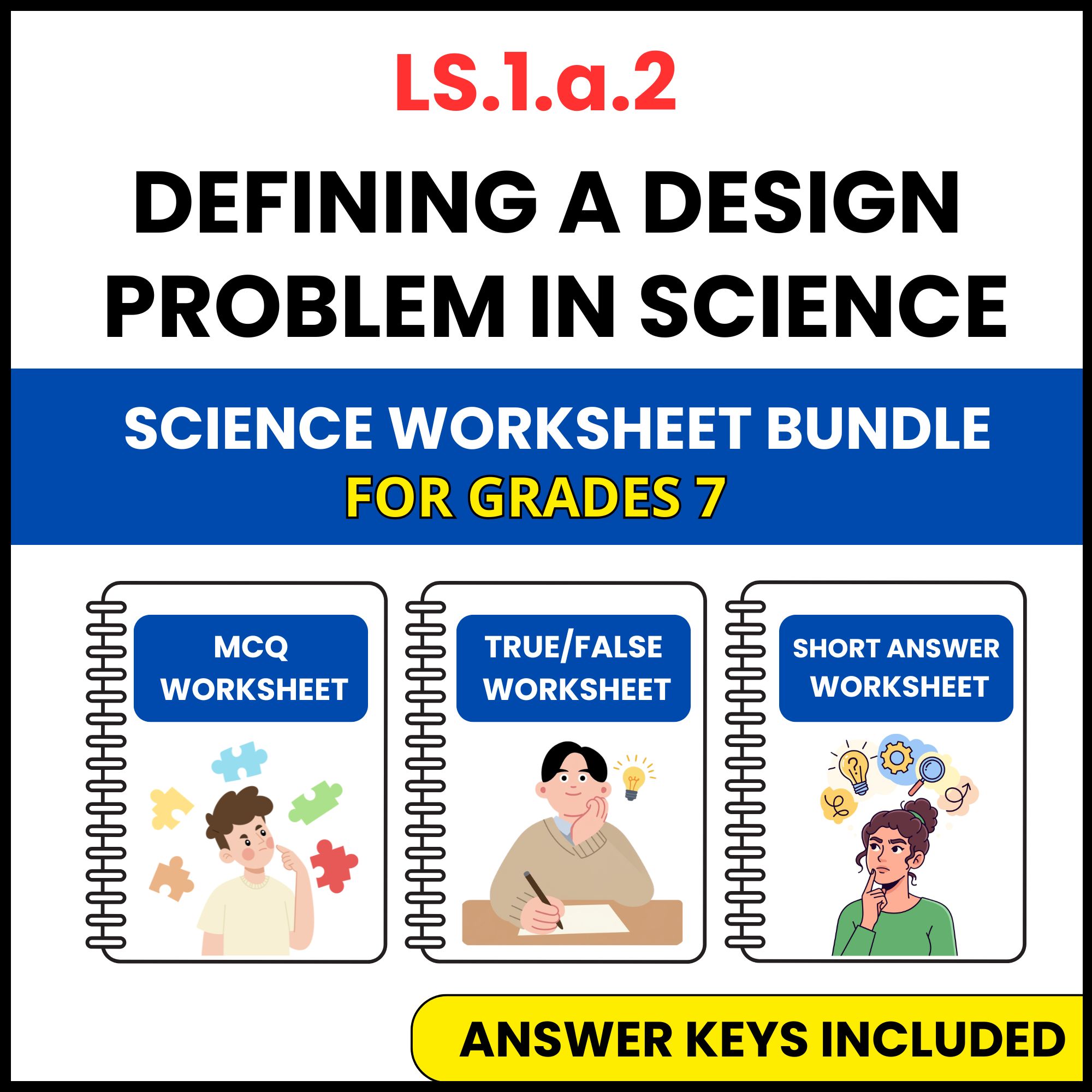 VA SOL Life Science | Defining a Design Problem | 3 Worksheets | Grade 7