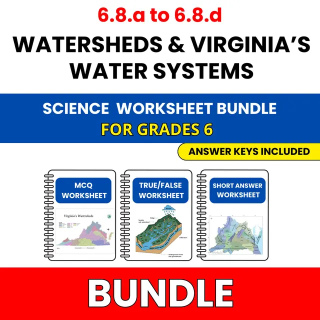 VA SOL Science | Watersheds and Virginia’s | 45 Worksheets BUNDLE | Grade 6