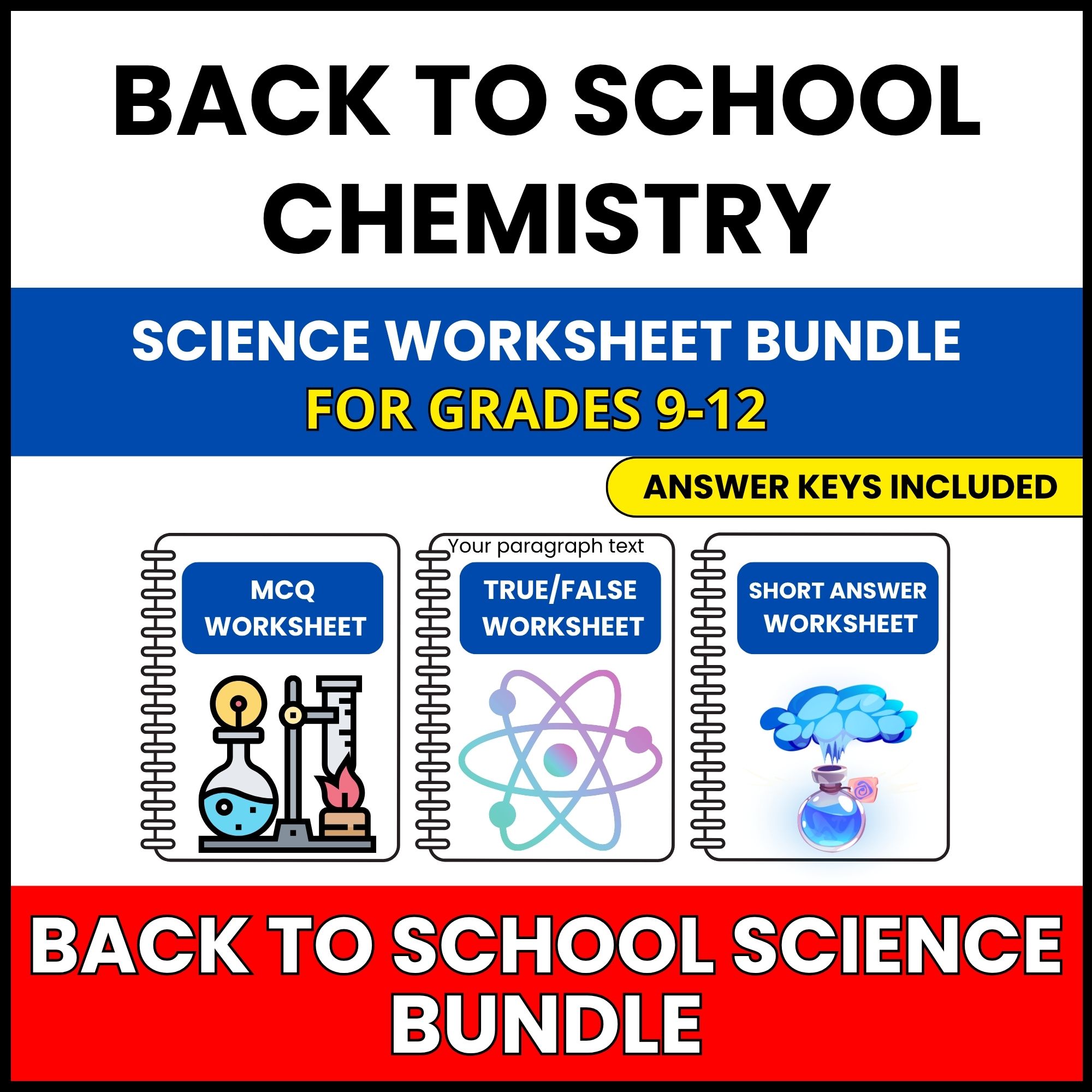 Back to School | Chemistry Mastery Concepts | 30 Worksheets BUNDLE | Grade 9-12