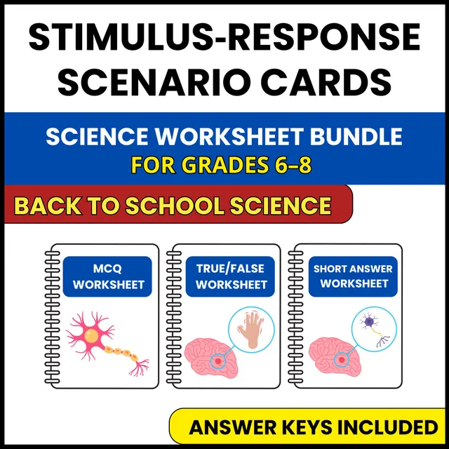 Back to School | Stimulus Response Scenario Cards | 3 Worksheets | Grade 6-8