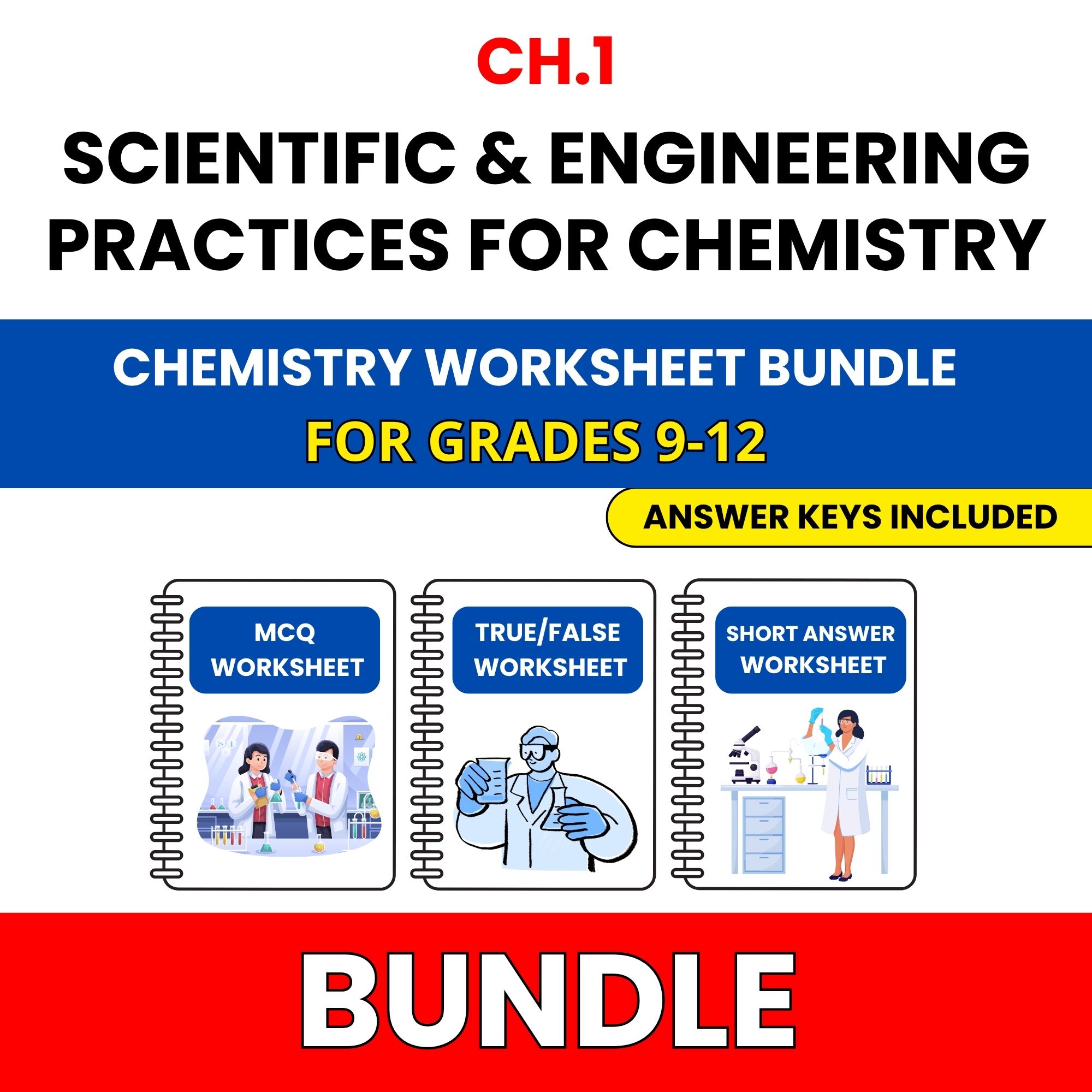 VA SOL Chemistry | Scientific Practices | 45 Worksheets BUNDLE | Grade 9-12