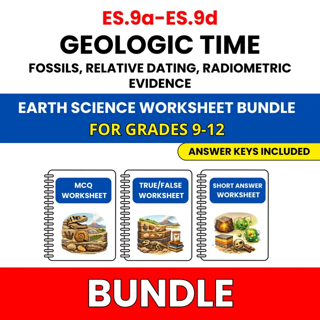 VA SOL Earth Science | Geologic Time Fossils | 45 Worksheets BUNDLE | Grade 9-12