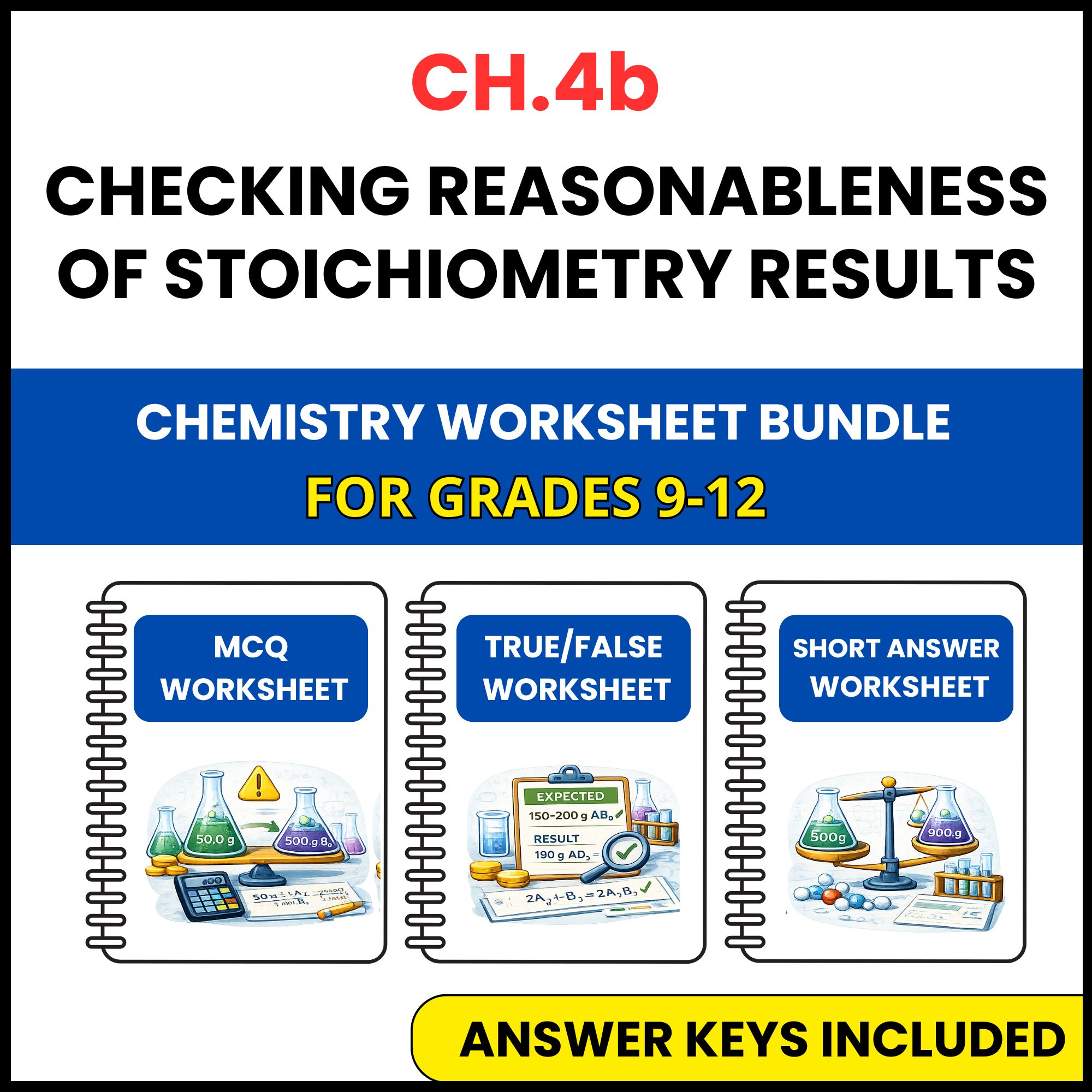 VA SOL Chemistry | Checking Reasonableness | 3 Worksheets | Grade 9-12