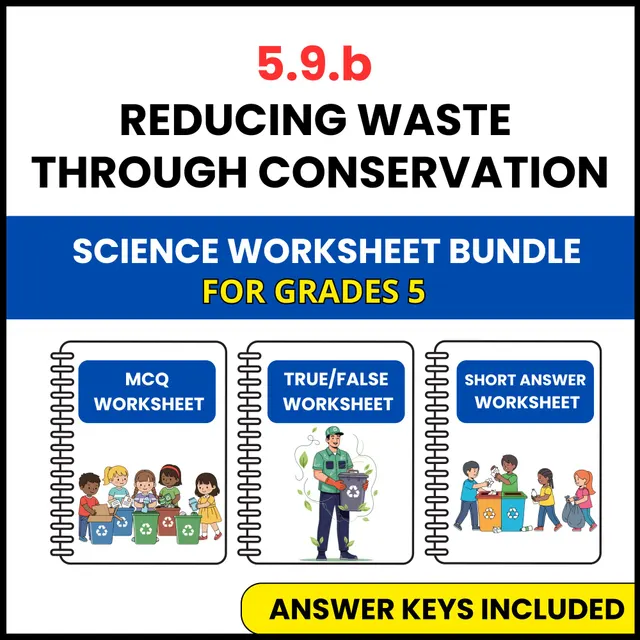 VA SOL Science | Reducing Waste Through Conservation | 3 Worksheets | Grade 5