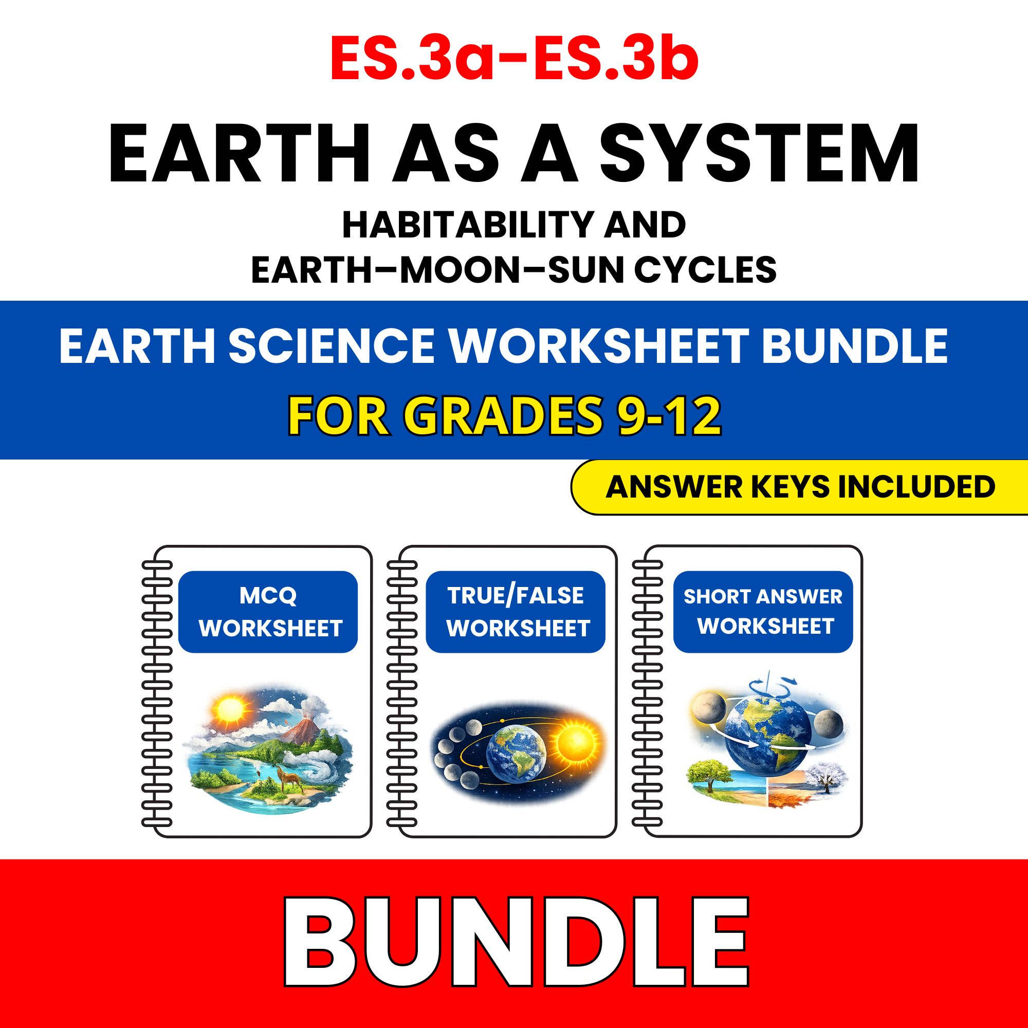 VA SOL Earth Science | Earth as a System | 45 Worksheets BUNDLE | Grade 9-12