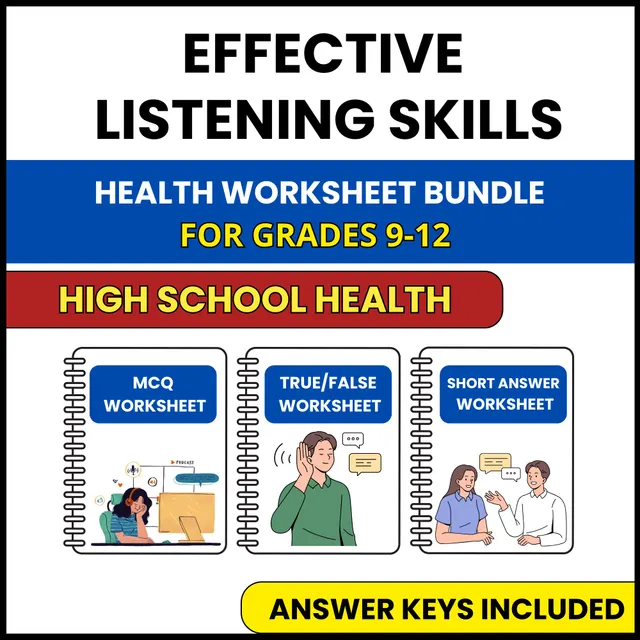 HS Health | Effective Listening Skills | 3 Worksheets | Grade 9-12 — preview page 1
