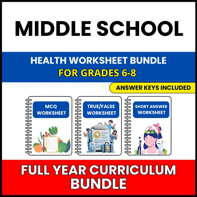 MS Health | Full Year Curriculum | 357 Worksheets BUNDLE | Grade 6-8