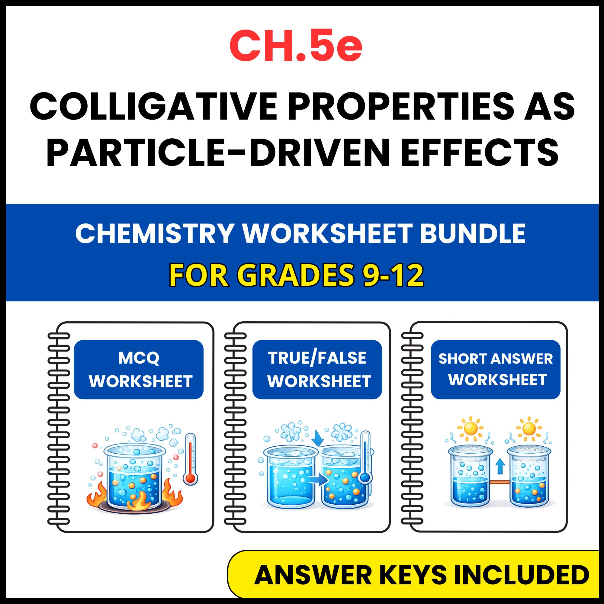 VA SOL Chemistry | Colligative Properties as | 3 Worksheets | Grade 9-12