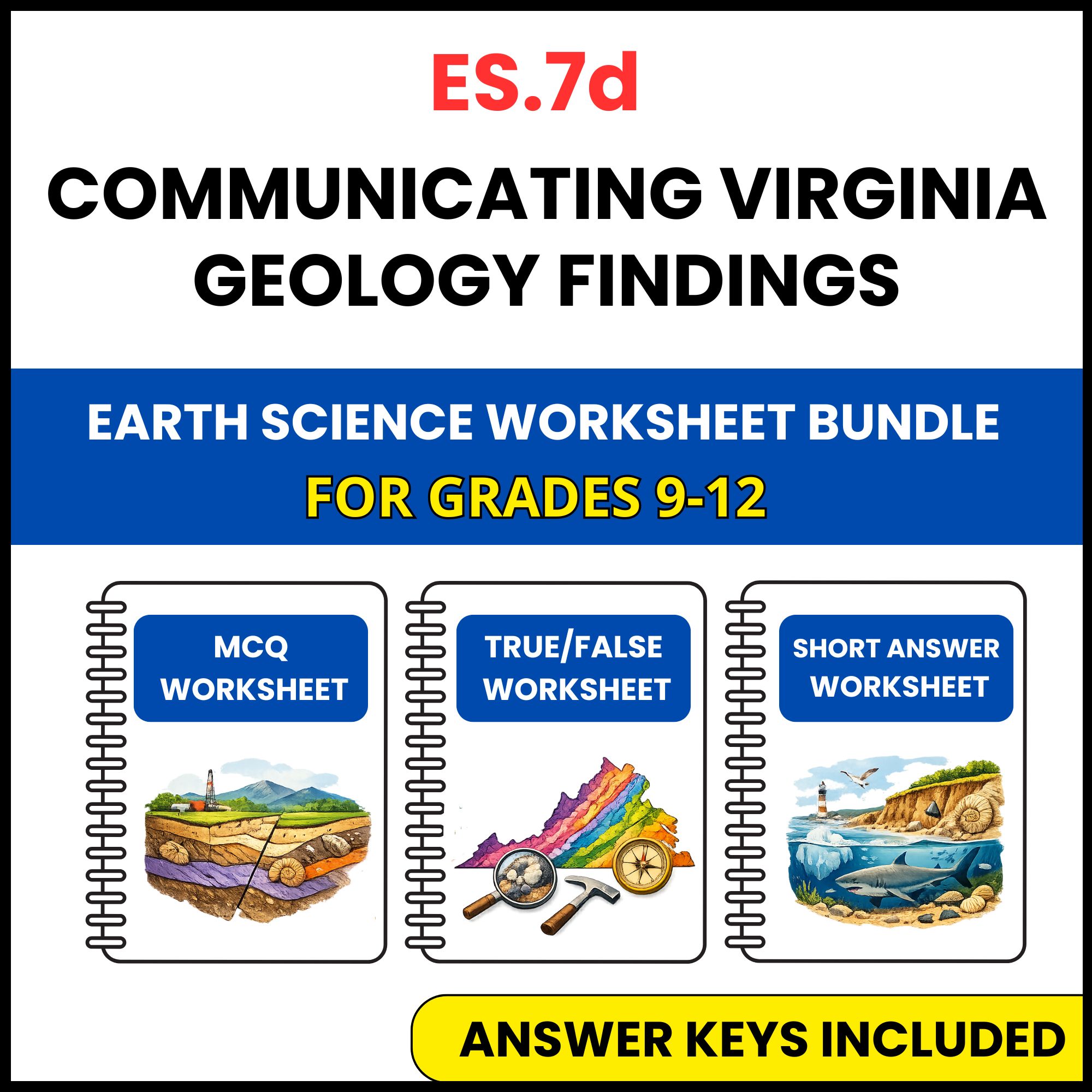 VA SOL Earth Science | Communicating Virginia | 3 Worksheets | Grade 9-12