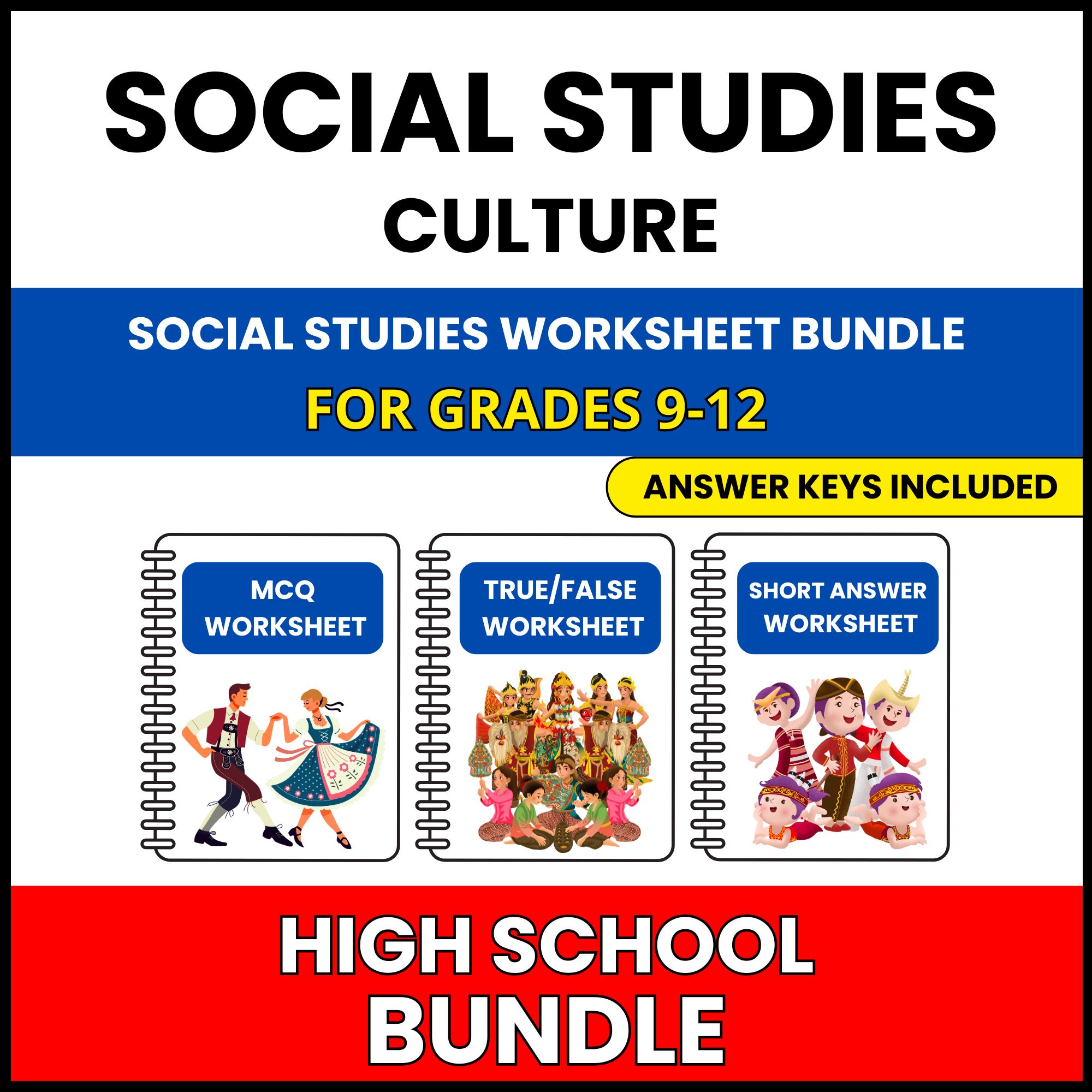 HS Social Studies | Culture and Society | 60 Worksheets BUNDLE | Grade 9-12