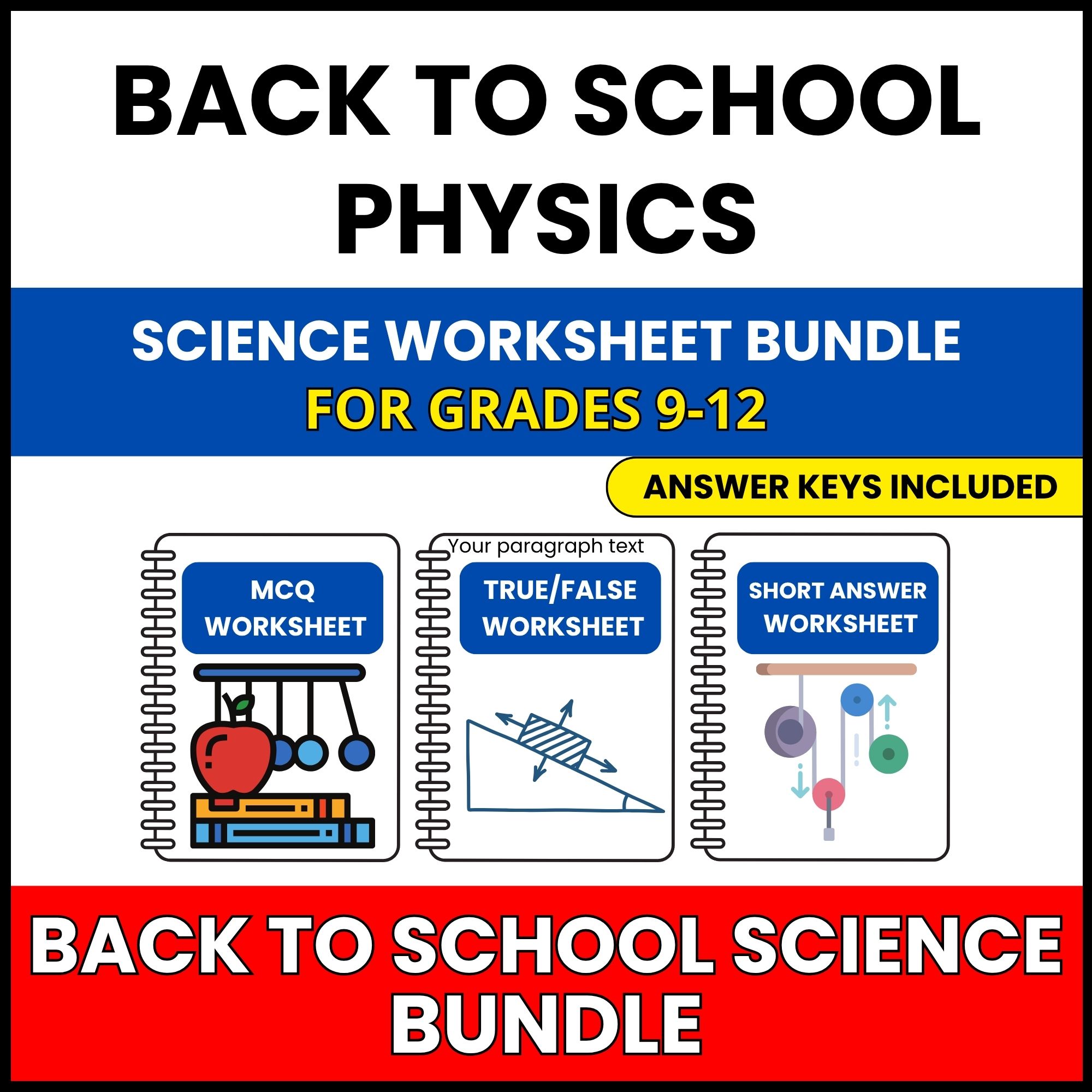 Back to School | High School Physics Mastery | 30 Worksheets BUNDLE | Grade 9-12