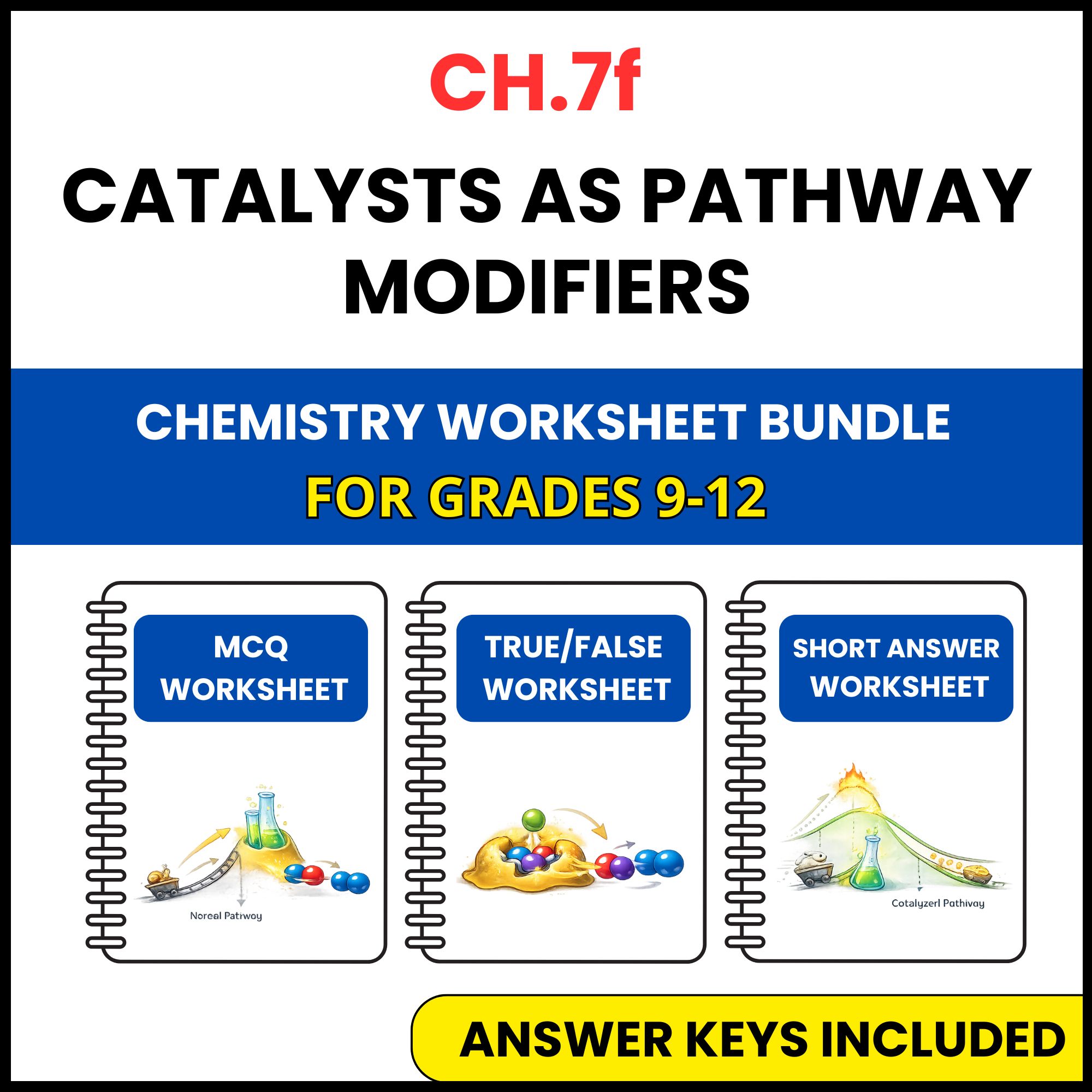 VA SOL Chemistry | Catalysts as Pathway Modifiers | 3 Worksheets | Grade 9-12