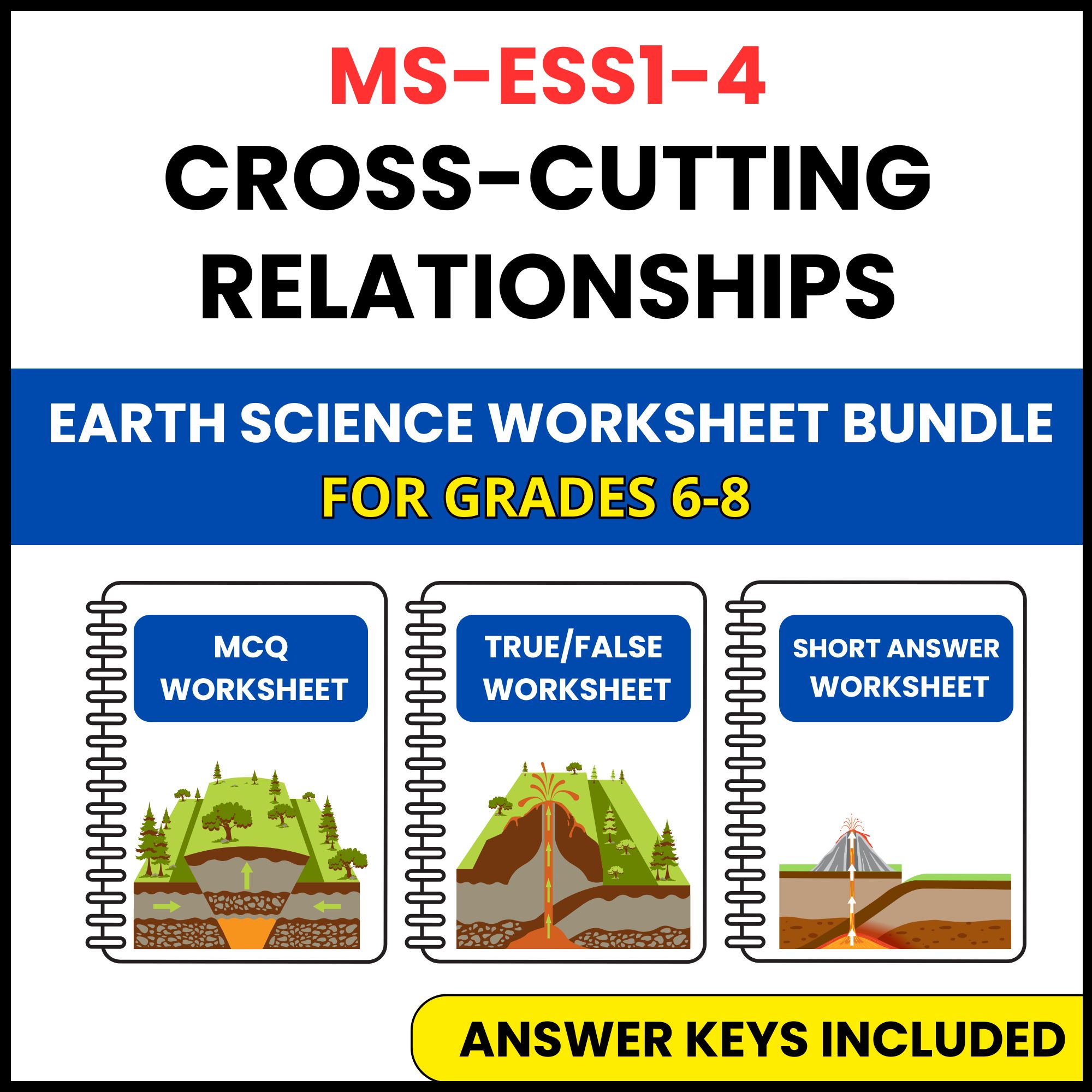 MS NGSS Earth Science | Cross Cutting Relationships | 3 Worksheets | Grade 6-8