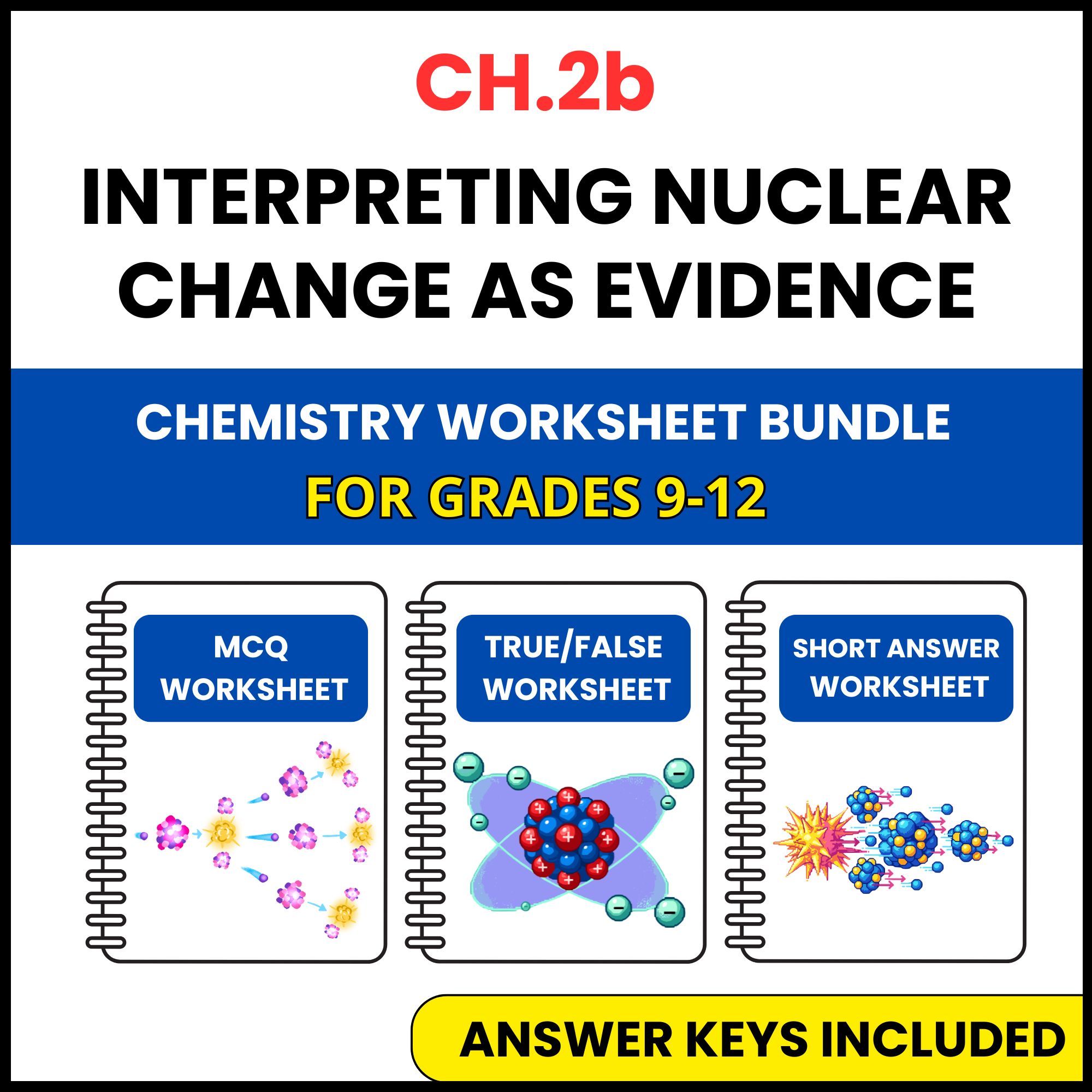 VA SOL Chemistry | Nuclear Change as Evidence | 3 Worksheets | Grade 9-12