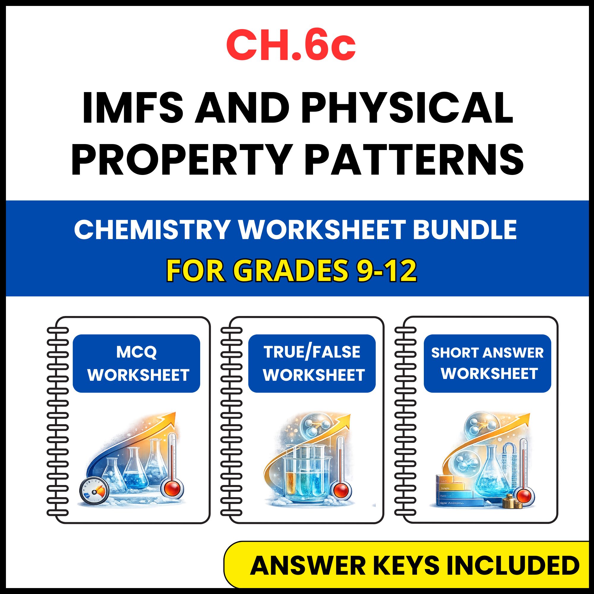 VA SOL Chemistry | IMFs and Physical Property | 3 Worksheets | Grade 9-12