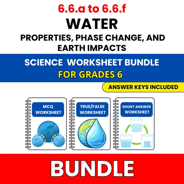 VA SOL Science | Water Properties, Phase Change | 45 Worksheets BUNDLE | Grade 6