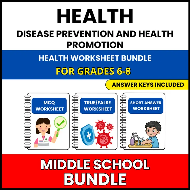 MS Health | Health and Wellness Habits | 45 Worksheets BUNDLE | Grade 6-8