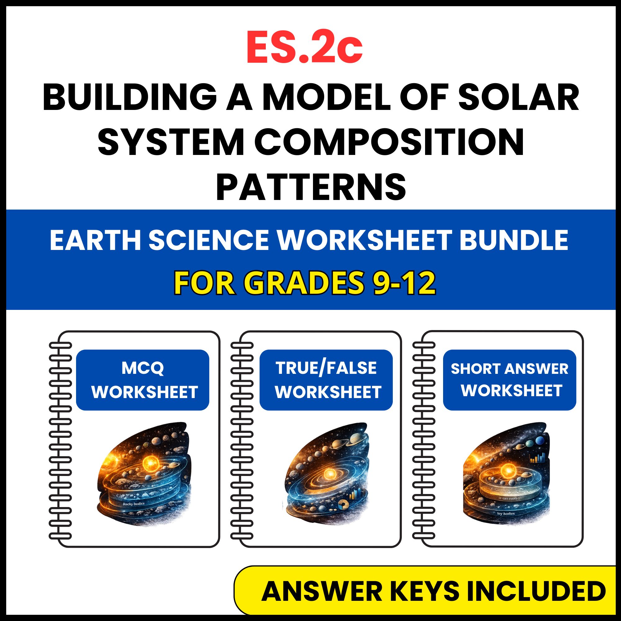 VA SOL Earth Science | a Model of Solar System | 3 Worksheets | Grade 9-12