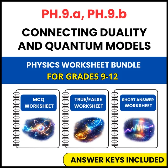 VA SOL Physics | Duality and Quantum Models | 3 Worksheets | Grade 9-12