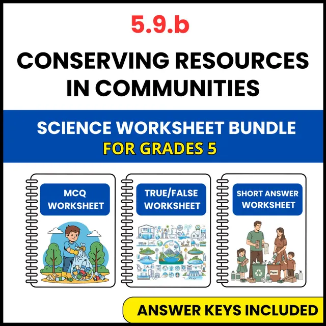 VA SOL Science | Conserving Resources in Communities | 3 Worksheets | Grade 5