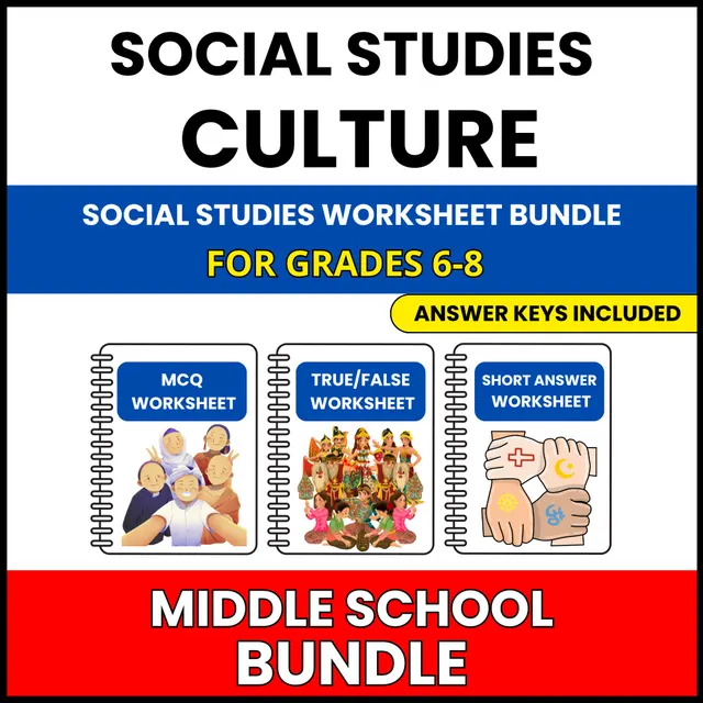 MS Social Studies | Culture and Diversity | 60 Worksheets BUNDLE | Grade 6-8