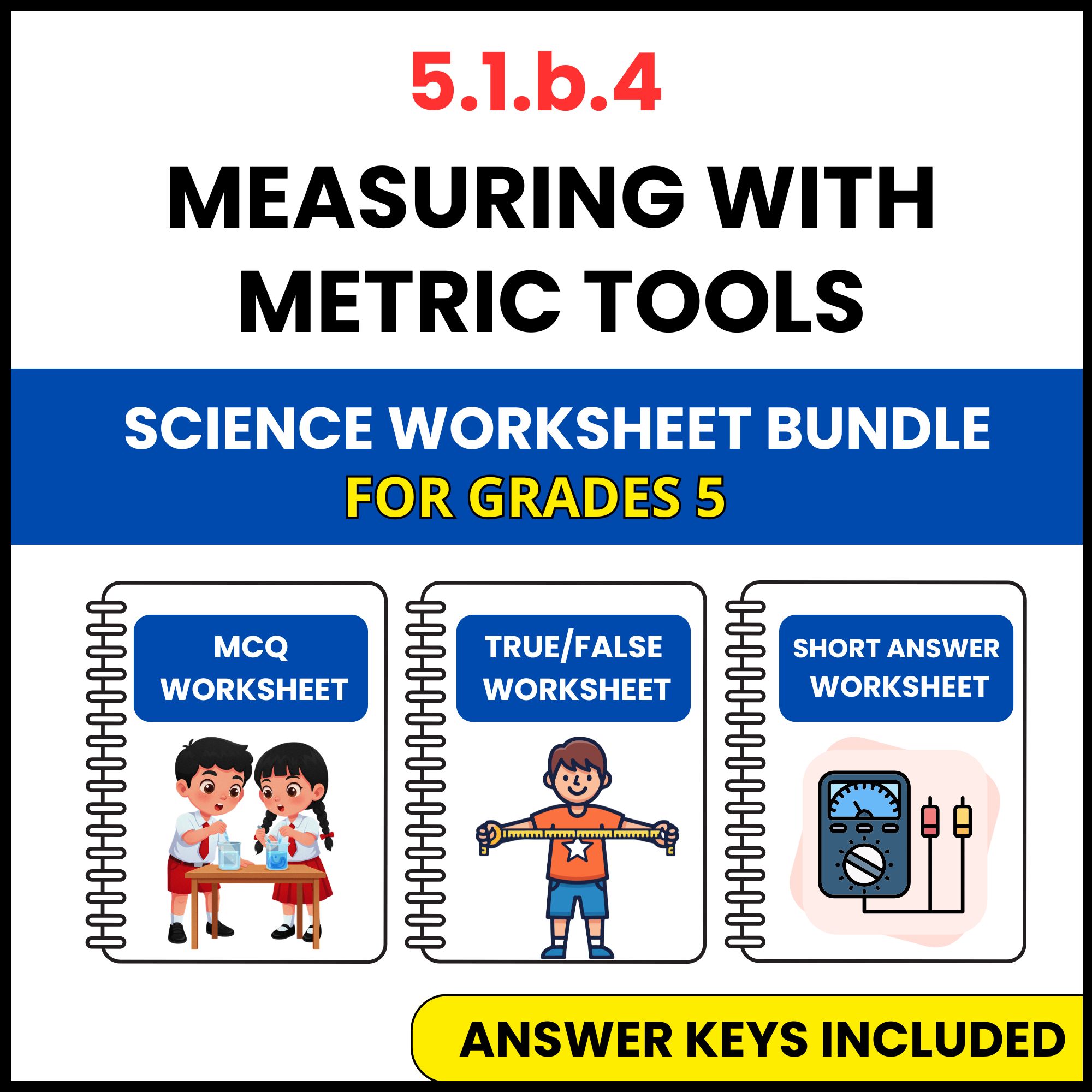 VA SOL Science | Measuring with Metric Tools | 3 Worksheets | Grade 5