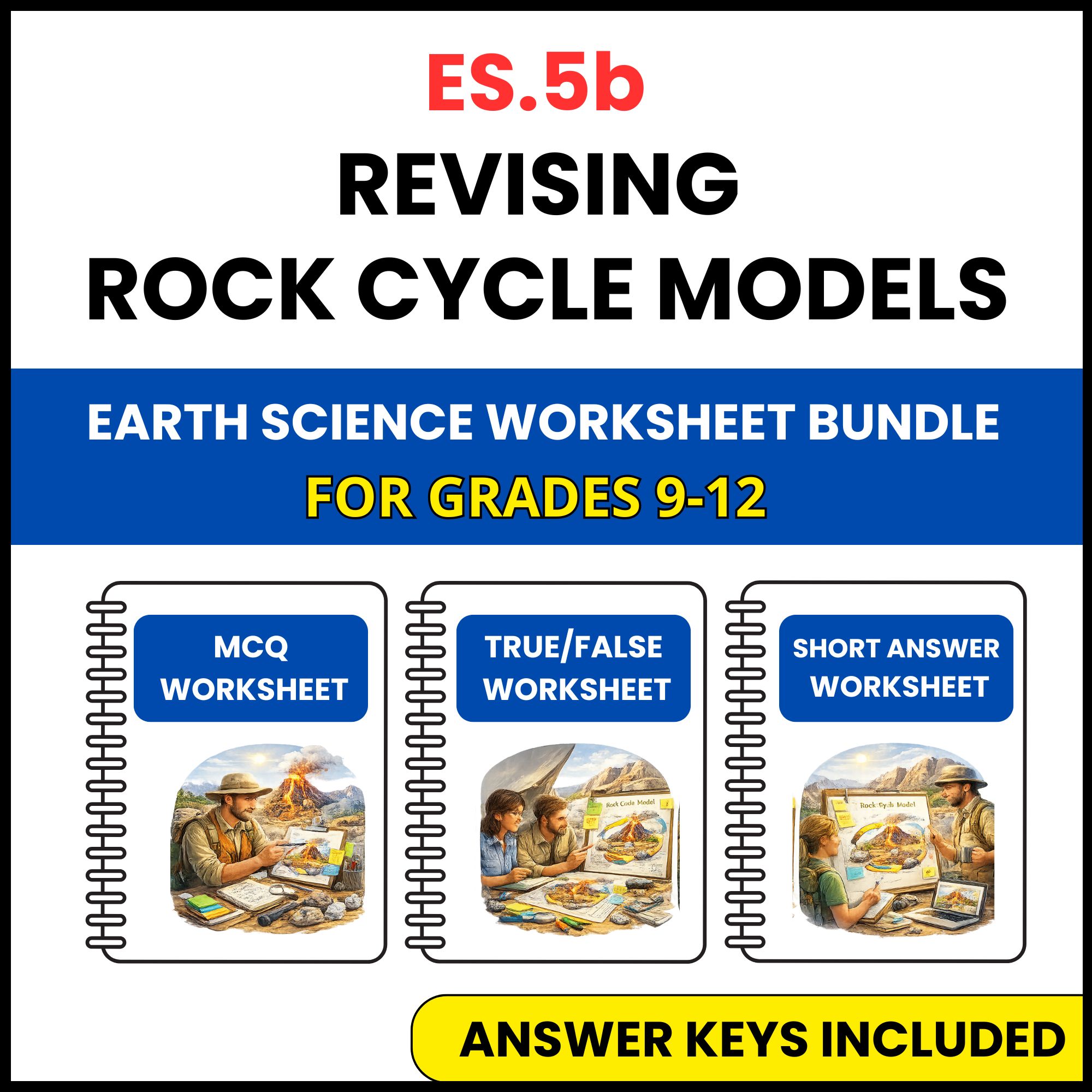 VA SOL Earth Science | Revising Rock Cycle Models | 3 Worksheets | Grade 9-12